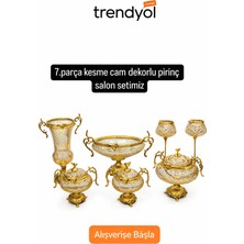 Betonique Stone 7 Parça Pirinç Kuş ve Ağaç Dekorlu Salon Seti