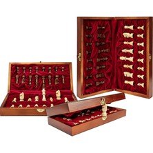 Özbience Kadife Ahşap Satranç Takımı, Eğitici ve Şık Oyun Seti 30X30 cm