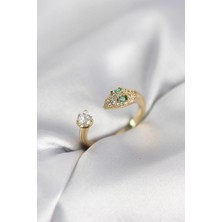 Yıldız Ticaret Mey Ithalat® Yılan Model Zirkon Taşlı Gold Renk Kadın Yüzük