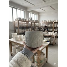 ''flora'' Kabartma Desenli Beton Saksı