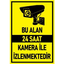 online shopping dsg store 24 Saat Güvenlik Kamerası Uyarı Sarı Siyah Kendinden Yapışkanlı Folyo Ebat A4