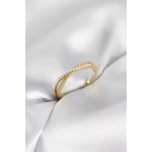Yıldız Ticaret Mey Ithalat® Incili ve Zirkon Taşlı Gold Renk Kadın Yüzük