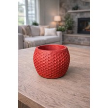 Honeycomb Desenli Kırmızı Saksı