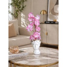 Romantik Dekoratif Heykel Pembe Bahar Dallı Helen Büst Saksı