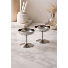 Özbience 2'li Ayaklı Çelik Dondurma ve Sunum Kasesi Seti