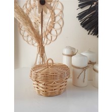 Özbience Bambu Hasır Renkli Kapaklı Şekerlik ve Lokumluk 8X12 cm