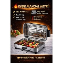 Woodhub Elektrikli Izgara Mangal, 31×21 Cm, 950 W, Pratik ve Şık Tasarım