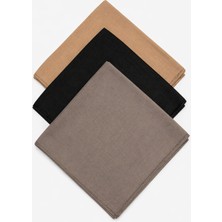 Wega Moda Düz Renk Dikişli Tülbent 3’lü Set 100X100 cm India Pamuk Yazma Başörtüsü