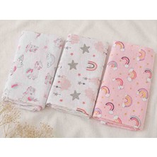 Çok Amaçlı Müslin Örtü & Battaniye 3'lü Set %100 Pamuk 80X90 cm