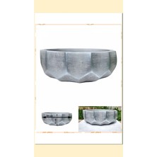 2 Adet Roma Dizayn Gri Beton Aranjman ve Bonsai Saksısı Çiçe Ağız Çap 20-30 cm Çap