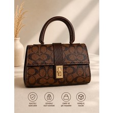 Şık Mini El & Omuz Çantası (Kahverengi Desenli)