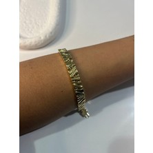 Hüma Butik Çelik Dalgalı Modern Tasarım Kelepçe Stil Bileklik