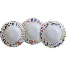 Keramika Çiçek Dekorlu Makarna Tabağı 26 cm 4 Adet