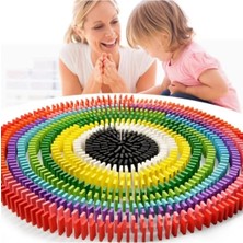 Özbience Renkli Ahşap Domino Taşları 100 Parça Eğitici Oyuncak Seti