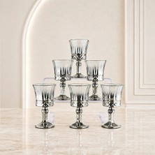 Rova Tr Premium Honey Titanyum Işıltılı Ayaklı Küçük Kahve Yanı Kadeh Seti - 6 Adet