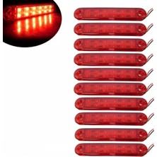 Ahmet Otomotiv (10 Adet) Çift Sıra Parmak LED Kırmızı Renk 12 Ledli 13CM 12V-24V