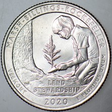 Banknoting Amerika Çeyrek Dolar 2020 P Ulusal Parklar Serisi-Vermont. Çilaltı+