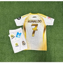 R.madridd 2024-25 Yeni Sezon Ronaldo Çocuk Forması 4'lü (Armalı White-Gold)