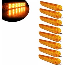 Ahmet Otomotiv (10 Adet) Çift Sıra Parmak LED Sarı Renk 12 Ledli 13CM 12V-24V