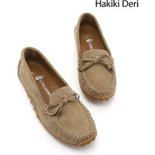 Gönderi(r) Kadın Sahra Süet  Fiyonklu Hakiki Deri Comfort Loafer