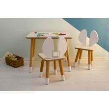 Wooda Montessori Yaz–sil Yüzeyli Aktivite Masa ve Fare Kulaklı Sandalye Takımı