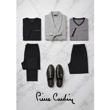 Pierre Cardin 5 Parça %100 Pamuklu Robdöşambr Pijama Takımı & Deri Terlik - Çeyizlik Rahat Ev Giyim Kombini