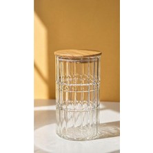 Özbience Bambu Kapaklı 3 Katlı Geniş Çizgili Kristal Damlalık Organizer
