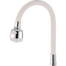 Ulu Pazarlama Renkli Silikonlu Oynar Başlıklı 2 Fonksiyonlu Spiral Musluk Başlığı - Beyaz (5570)