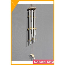 Özbience Doğal Ahşap Metal Boncuklu Rüzgar Çanı Dekoratif Sesli Süs