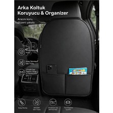 Kurra Store Ssangyong Actyon Sports A200 Xdi 4x4 6AT Lx 2011 Uyumlu Araba Koltuk Arkası Deri Koruyucu Organizer– Su Geçirmez - Leke Tutmaz