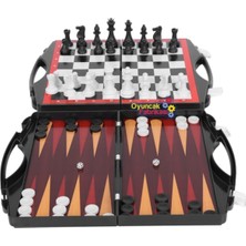 Özbience Büyük Boy 3'lü Satranç, Dama ve Tavla Oyun Seti Eğlence Merkezi