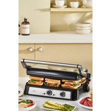 Özbience 6 Dilim Kapasiteli Zaman Ayarlı Döküm Plakalı Izgara ve Tost Makinesi