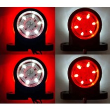 Ahmet Otomotiv 4'lü Paket 12 Ledli Mini Takoz Kırmızı Beyaz 12VOLT-24VOLT