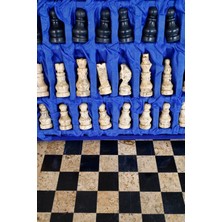 Özbience El Yapımı Doğal Taş Satranç Seti, Şık Hediye Kutusunda, 20X20 cm