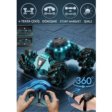 Boratila Toys El Hareket Sensörlü &uzaktan KUMANDALI,360° Akrobatik Dönüşebilen 4 Çeker Işıklı Stunt Yarış Arabası