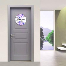 Kabajur Mavi Çiçekli Banyo Kapı Tabelası Yönlendirme Levhası