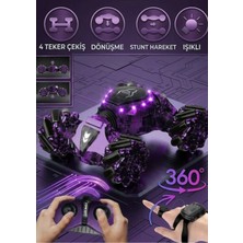 Boratila Toys El Hareket Sensörlü &uzaktan KUMANDALI,360° Akrobatik Dönüşebilen 4 Çeker Işıklı Stunt Yarış Arabası