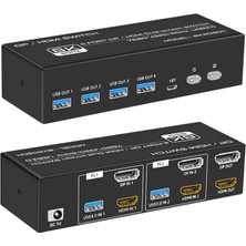 Motto Ticaret Powermaster 8K202DH Profesyonel 8k 2 Giriş 1 Çıkış Dp + Hdmı Kvm Switch