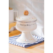 Özbience El Yapımı Emaye Ayaklı Şekerlik, 12 Cm, Şık ve Kullanışlı Tasarım