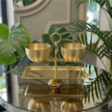 Özbience Şık 2 Katlı Metal Sunum Standı, Tatlı ve Kuruyemiş Sunumu Için Ideal