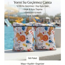 Yorni 2 Adet Jungle Desen 30x35cm Sıvı Geçirmeyen Çok Amaçlı Çanta, Ekonomik Set, Yıkanabilir