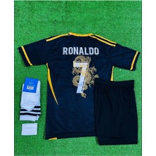 Cristiano Ronaldo Özel Dragon Tasarımlı R,e,a,l, M,a,d,r,i,d, Çocuk Forması 4'lü Set