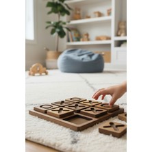 Özbience Ahşap Tic Tac Toe Masa Oyunu, Dekoratif ve Eğlenceli Aile Oyunu
