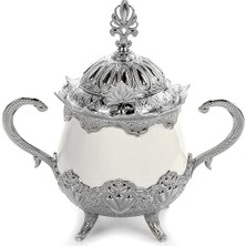 Özbience Lüks Porselen Şekerlik ve Lokumluk, Kapaklı ve Kaşıklı, 16X16 cm