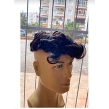 Handmade %100 Gerçek Insan Saçı Erkek Protez Saç Yıkandığı Zaman Düzlesen 6*8cm %10 Beyazlı