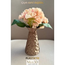 MUS3D Dekoratif Çekiç Dokulu Modern Vazo | Minimalist Ofis ve Ev Dekorasyonu | 14.5 cm | Plastik
