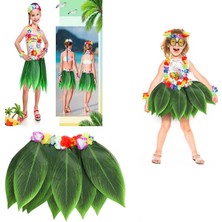Twin Store Tropikal Esintili Hawaii Yapraklı Parti Eteği Çocuk Boy