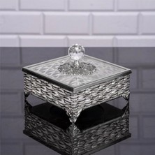 Özbience Şekerlik, 14CM, Gümüş Kapaklı, Şık ve Zarif Tasarım, Cam Detaylı
