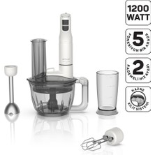 Arzum Multi El Tipi Blender Seti 1200W 5 Fonksiyon 1 lt Kapasite ile Pratik Kullanım Beyaz AR1187 Soprano Max Neo