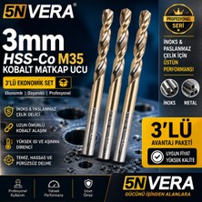 Titex 3mm Hss-Co M35 Kobalt Matkap Ucu 3'lü Avantaj Paketi | Inox & Paslanmaz Çelik Delici Profesyonel Seri